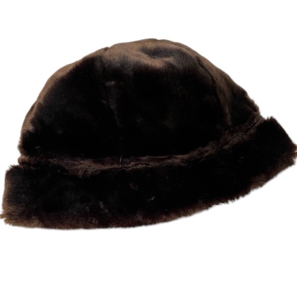 Luxury Fur Bucket Hat Faux Fur Mink Vintage Plush Chocolate Brown Retro One Size - Picture 10 of 15